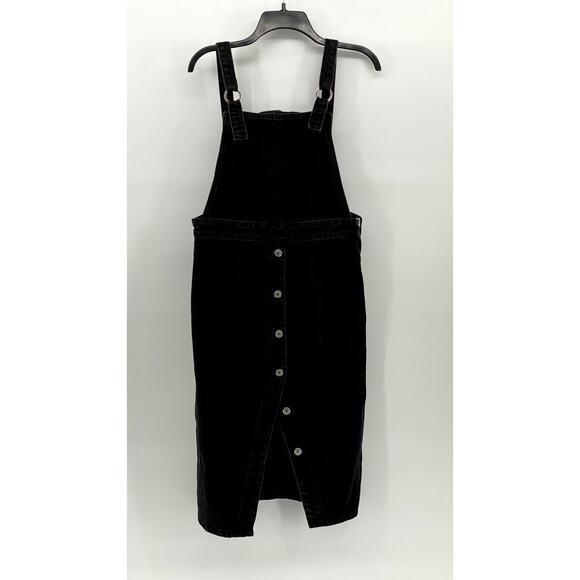 TOPSHOP MOTO Women's Black Denim Button-Up Sleeveless Mini Overall Dress SZ 10 - Picture 1 of 10